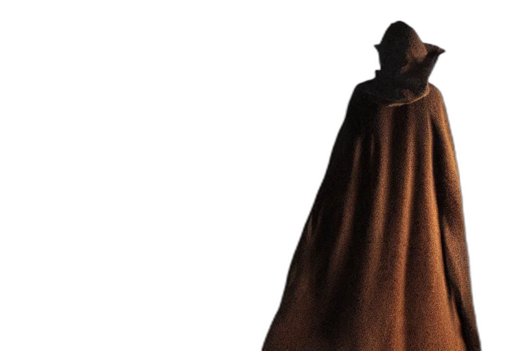 jacket, hat, staff, dress, concept art, 3d render, dark, mysterious transparent PNG cut-out