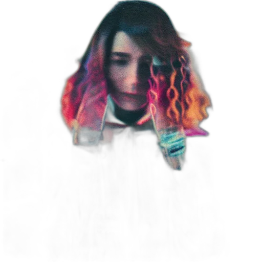 face, hair, mask, dress, vaporwave, photorealistic, concept art, pixel art transparent PNG cut-out