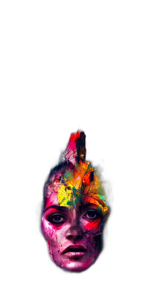 mask, face, crown, hat, watercolor, photorealistic, oil painting, fantasy art transparent PNG cut-out