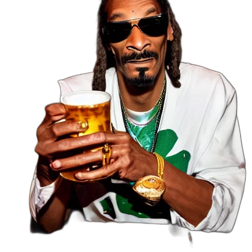 jacket, photorealistic, snoop, dogg, trader, vic, bar, holding transparent PNG cut-out