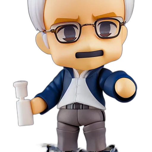 concept art, cartoon, old, man, nendoroid, figurine, detailed, product transparent PNG cut-out