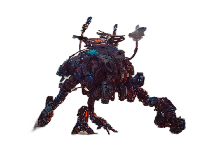 robot, creature, weapon, animal, concept art, 3d render, cyberpunk, pixel art transparent PNG cut-out