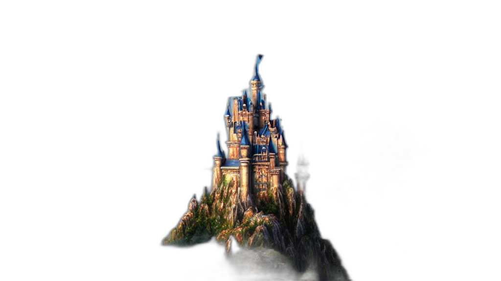 crown, staff, building, dragon, concept art, fantasy art, 3d render, pixel art transparent PNG cut-out