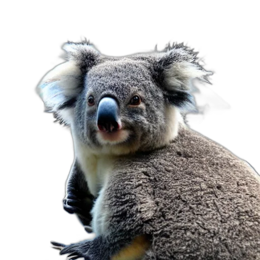 animal, creature, staff, face, photorealistic, 3d render, concept art, koala transparent PNG cut-out