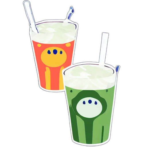 food, pixel art, 3d render, concept art, green, boba, fat transparent PNG cut-out