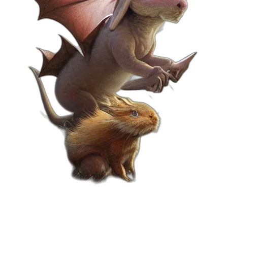 dragon, creature, animal, staff transparent PNG cut-out