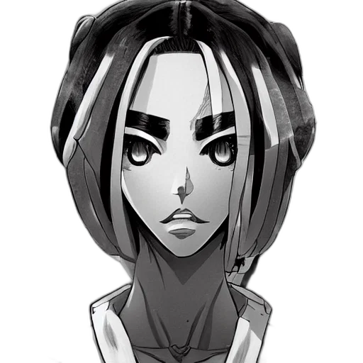 face, mask, staff, hair, cartoon, anime, comic book art, concept art transparent PNG cut-out