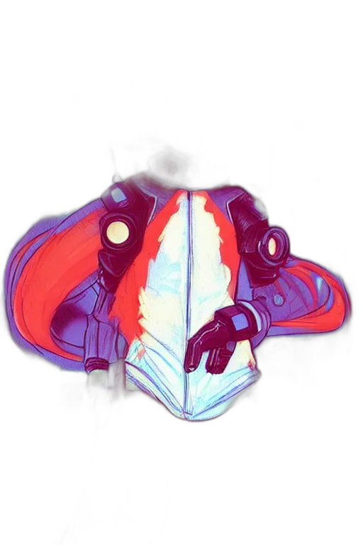 mask, umbrella, jacket, crown, concept art, 3d render, vaporwave, watercolor transparent PNG cut-out