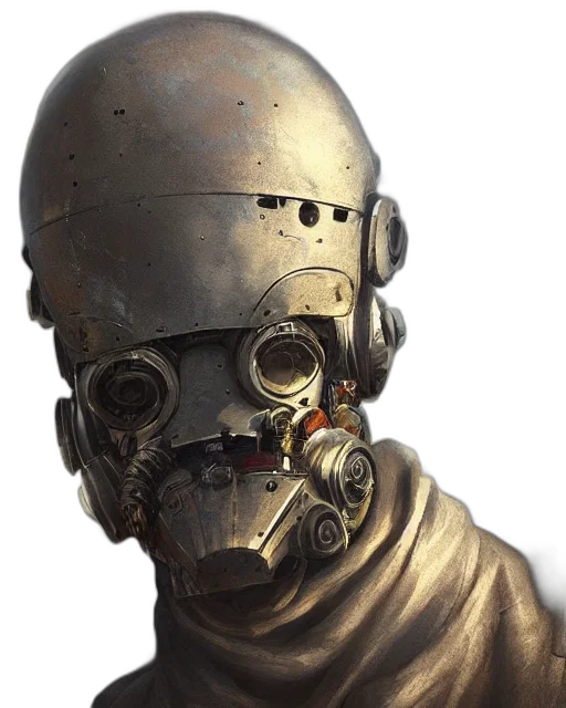 robot, mask, face, concept art, cyberpunk, photorealistic, 3d render, rugged transparent PNG cut-out