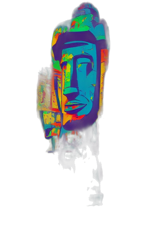 face, mask, robot, crown, pixel art, concept art, cartoon, 3d render transparent PNG cut-out