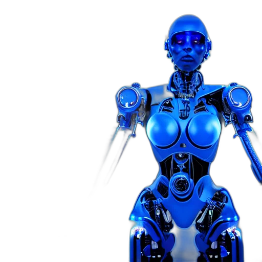 robot, cyberpunk, 3d render, concept art, blue, photography, hyper, realistic transparent PNG cut-out