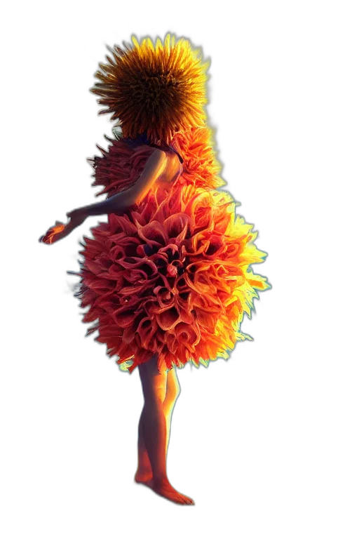 dress, flower, hair, crown, concept art, 3d render, photorealistic, fantasy art transparent PNG cut-out