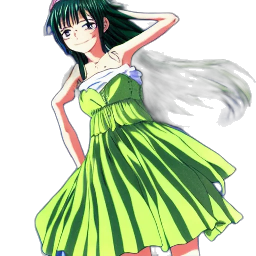 dress, anime, concept art, cartoon, pixel art, green, monochrome, girl transparent PNG cut-out
