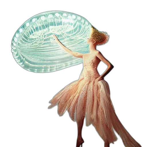 dress, hat, umbrella, hair, concept art, 3d render, fantasy art, watercolor transparent PNG cut-out