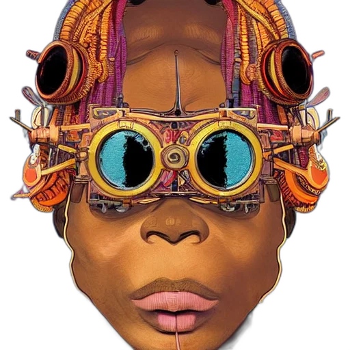 mask, face, crown, jewelry, concept art, cyberpunk, comic book art, 3d render transparent PNG cut-out