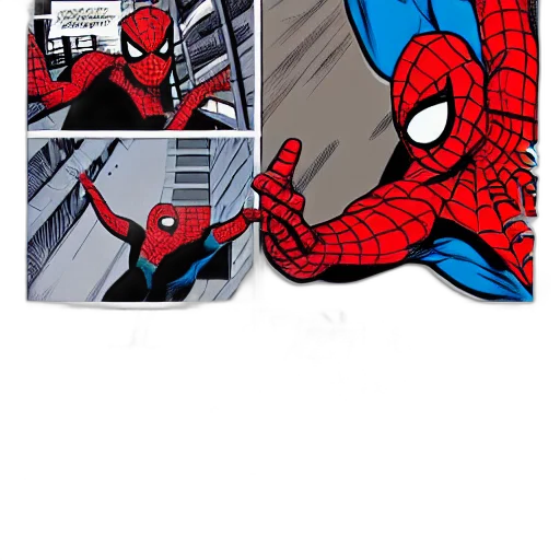mask, weapon, comic book art, concept art, cartoon, pixel art, page, spiderman transparent PNG cut-out