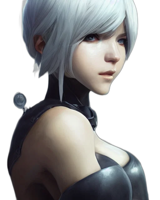 robot, face, mask, weapon, fantasy art, concept art, cyberpunk, photorealistic transparent PNG cut-out