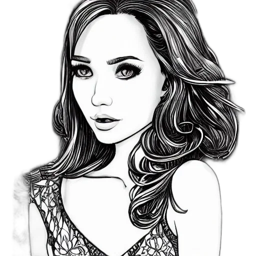 dress, face, cartoon, comic book art, pencil sketch, photorealistic, elegant, intricate transparent PNG cut-out