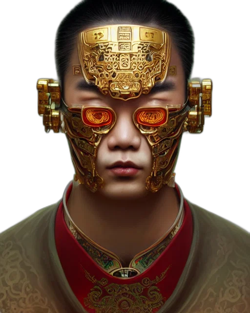 mask, face, robot, crown, photorealistic, cyberpunk, concept art, fantasy art transparent PNG cut-out