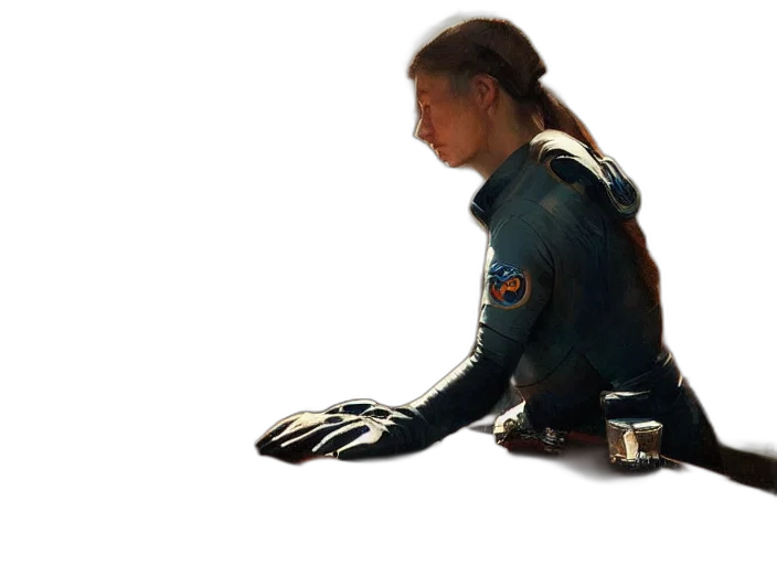 robot, jacket, weapon, hair transparent PNG cut-out