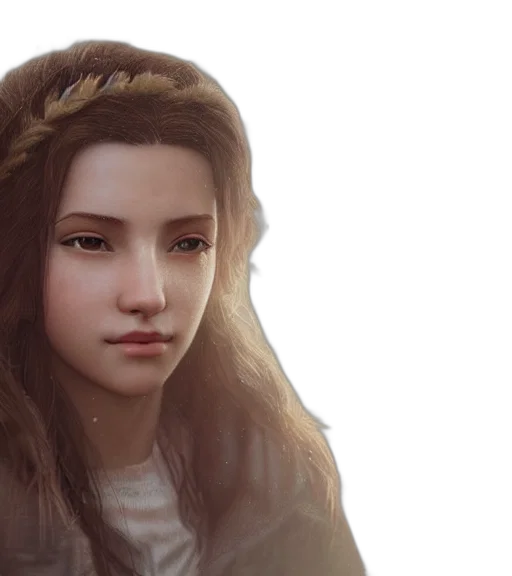 face, crown, hair, fantasy art, photorealistic, concept art, oil painting, forest transparent PNG cut-out