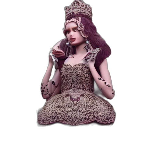 crown, dress, jewelry, fantasy art, 3d render, concept art, photorealistic, dark transparent PNG cut-out