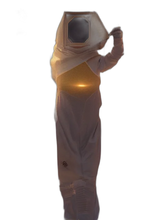 staff, mask, robot, creature, concept art, 3d render, outer space, futuristic transparent PNG cut-out