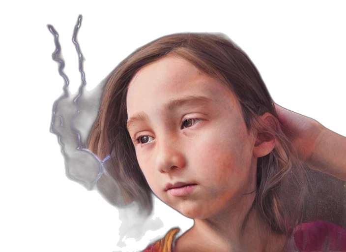 face, dragon, hair, photorealistic transparent PNG cut-out
