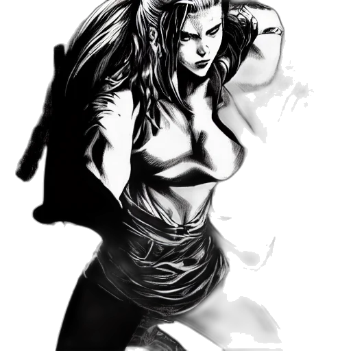 weapon, dress, sword, comic book art, fantasy art, concept art, pencil sketch, underwater transparent PNG cut-out