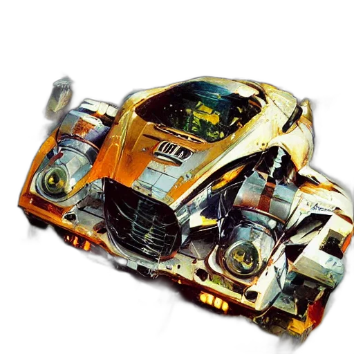 car, robot, weapon, mask, concept art, photorealistic, watercolor, 3d render transparent PNG cut-out