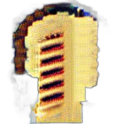 robot, hair, crown, face, 3d render, pixel art, vaporwave, concept art transparent PNG cut-out