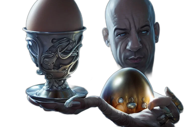 mask, robot, concept art, comic book art, photorealistic, fantasy art, silver, egg transparent PNG cut-out