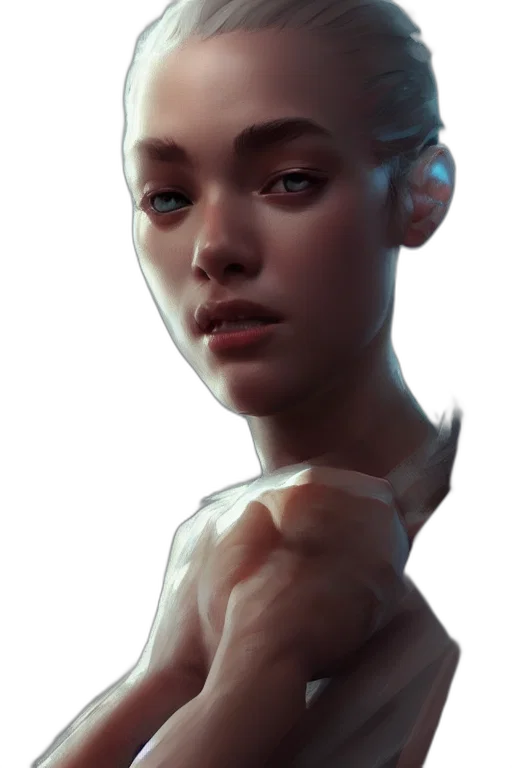 face, robot, weapon, creature, photorealistic, concept art, fantasy art, cyberpunk transparent PNG cut-out