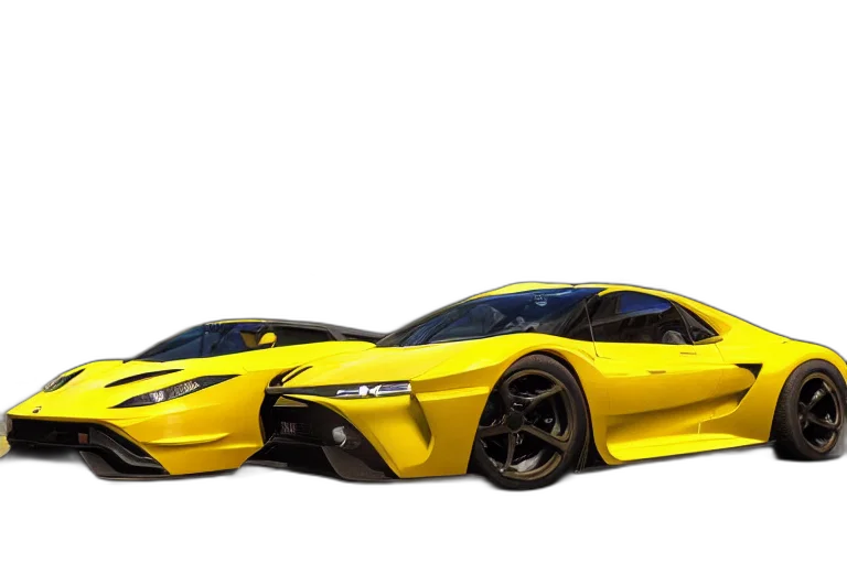 car, 3d render, concept art, photorealistic, golden, photo, wallpaper, sport transparent PNG cut-out
