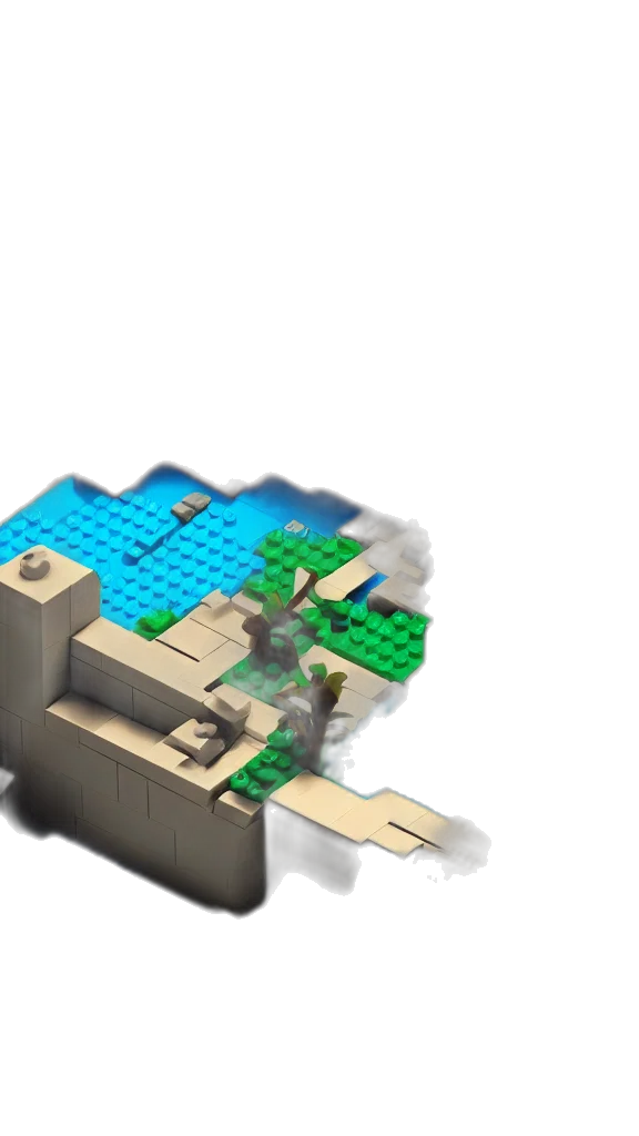 building, weapon, 3d render, concept art, pixel art, underwater, fog, green transparent PNG cut-out