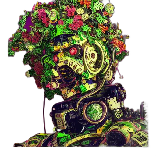 robot, crown, mask, face, concept art, 3d render, cyberpunk, fantasy art transparent PNG cut-out