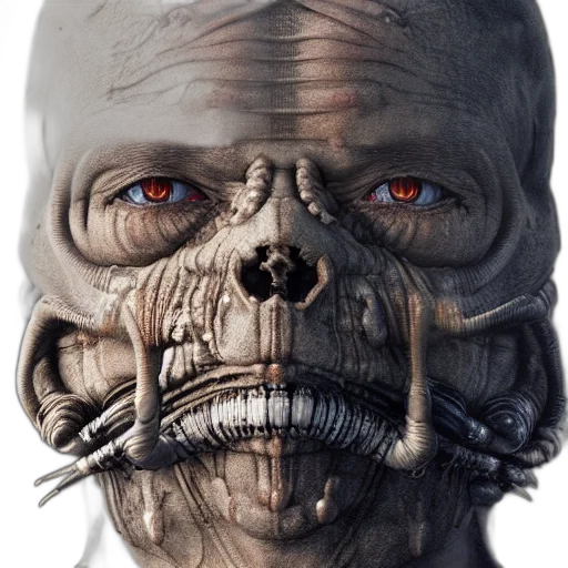 mask, face, robot, creature, concept art, 3d render, photorealistic, cyberpunk transparent PNG cut-out