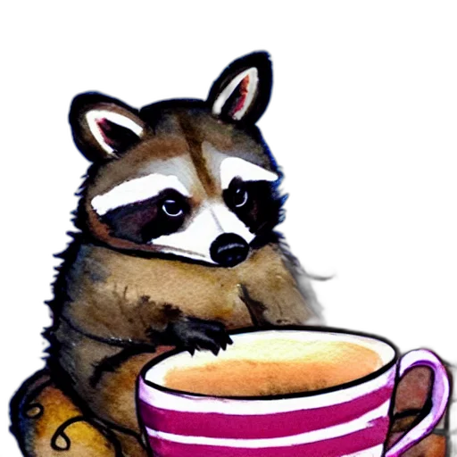 animal, food, watercolor, concept art, pixel art, photorealistic, little, raccoon transparent PNG cut-out