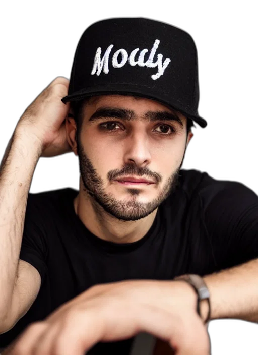 hat, face, jacket, photorealistic transparent PNG cut-out