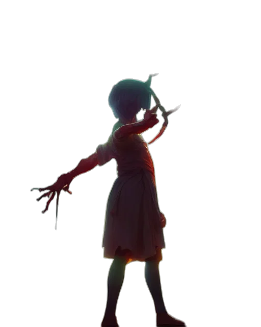 staff, dress, creature, weapon, concept art, 3d render, fantasy art, anime transparent PNG cut-out