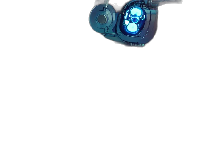 weapon, robot, mask, staff, 3d render, cyberpunk, concept art, vaporwave transparent PNG cut-out