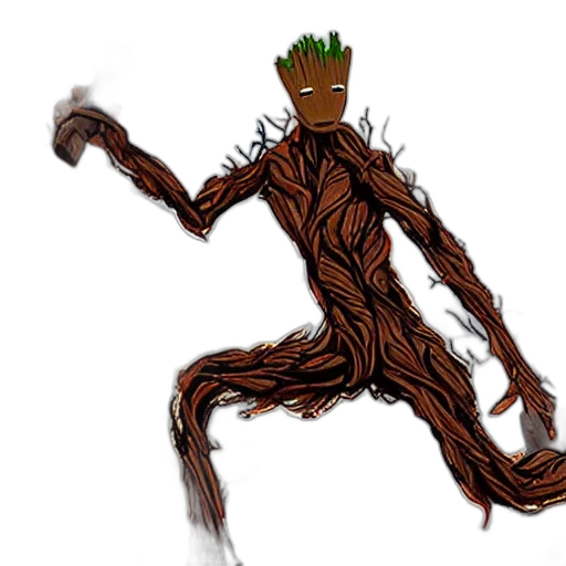 creature, tree, staff, hair, concept art, pixel art, comic book art, fantasy art transparent PNG cut-out