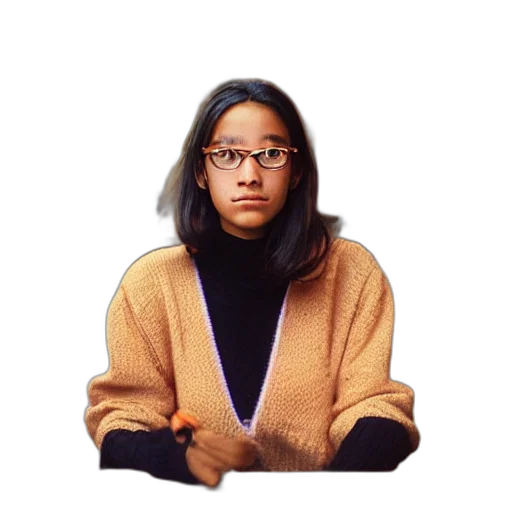 jacket, staff, face, hair transparent PNG cut-out