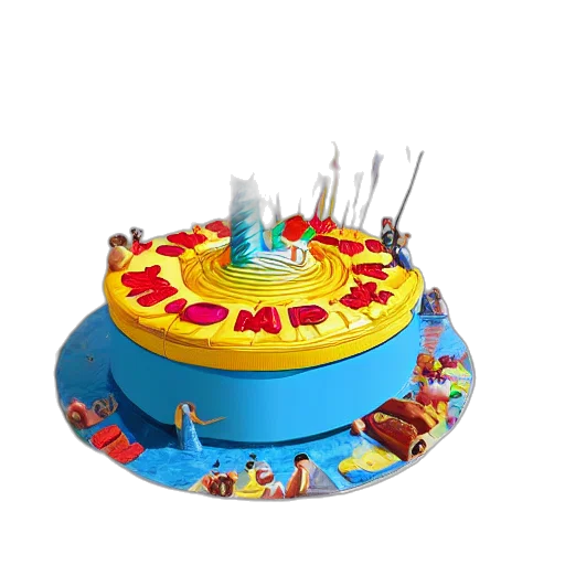 3d render, giant, floating, cake transparent PNG cut-out