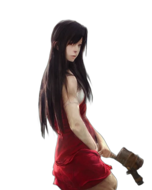 dress, hair, sword, 3d render transparent PNG cut-out
