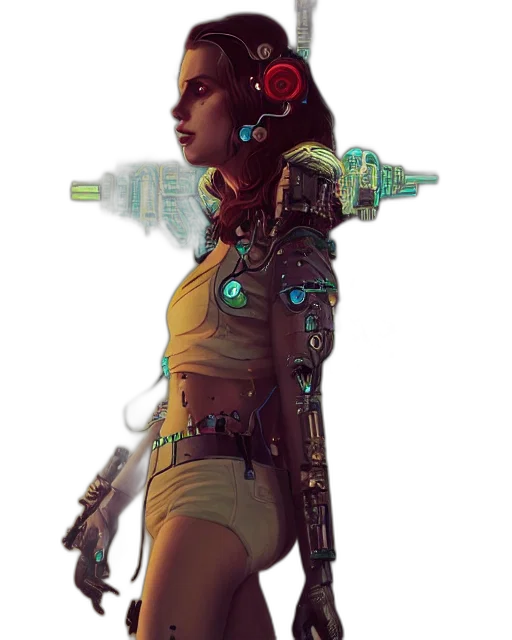 robot, staff, weapon, cyberpunk transparent PNG cut-out