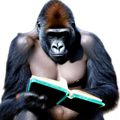animal, photorealistic, gorilla, wearing transparent PNG cut-out