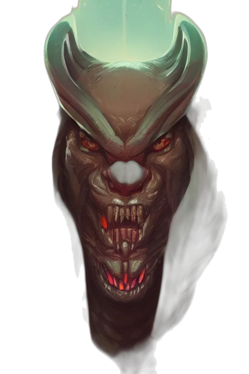 creature, mask, face, concept art, fantasy art, comic book art, watercolor, dark transparent PNG cut-out