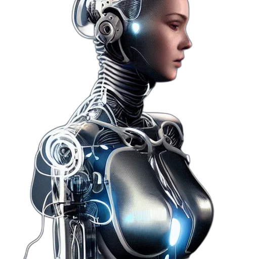 robot, cyberpunk, concept art, 3d render transparent PNG cut-out