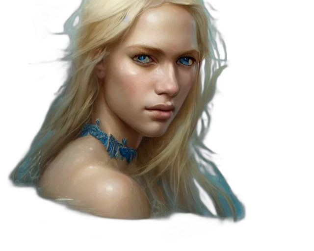 face, dragon, jewelry, fantasy art, photorealistic, concept art, oil painting, blue transparent PNG cut-out